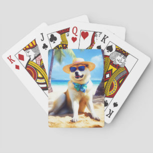 Akita am Strand, Sommergeschenk für Hunde Liebhabe Spielkarten