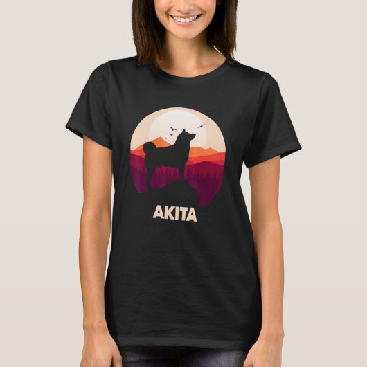 Akita and Moon Halloween 1 T-Shirt (Vorderseite)