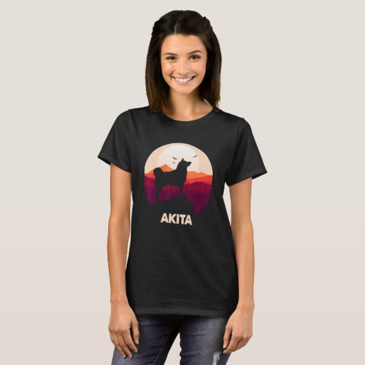 Akita and Moon Halloween 1 T-Shirt (Vorne ganz)