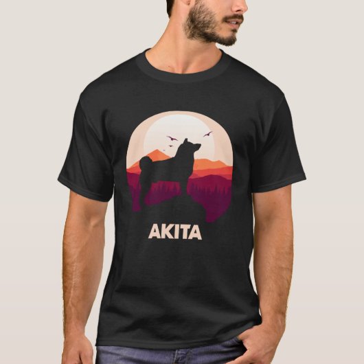 Akita and Moon Halloween T-Shirt (Vorderseite)
