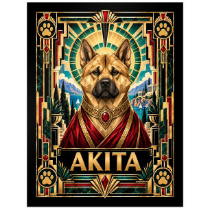 Akita, Art Deco Hund Postkarte