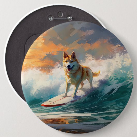 Akita Beach Surfgrafieren Button (Vorne & Hinten)