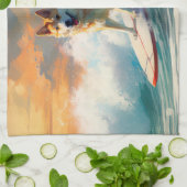 Akita Beach Surfgrafieren Geschirrtuch (Gefaltet)