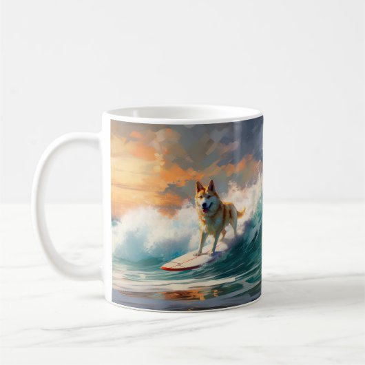 Akita Beach Surfgrafieren Kaffeetasse (Links)
