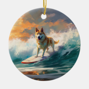 Akita Beach Surfgrafieren Keramik Ornament