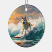 Akita Beach Surfgrafieren Keramik Ornament (Links)