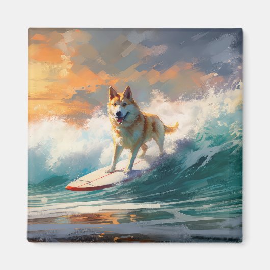 Akita Beach Surfgrafieren Magnet (Vorne)