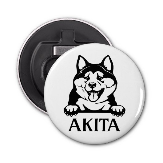 Akita Button Flaschenöffner mit Magnet, Dog-Taste (Vorderseite)