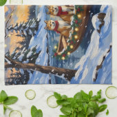 Akita Christmas Boat Holiday Geschirrtuch (Gefaltet)