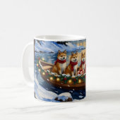 Akita Christmas Boat Holiday Kaffeetasse (Vorderseite Links)