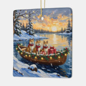 Akita Christmas Boat Holiday Keramikornament (Links)