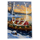 Akita Christmas Boat Holiday Mittlere Geschenktüte (Vorderseite)