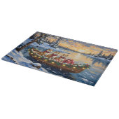 Akita Christmas Boat Holiday Schneidebrett (Ecke)