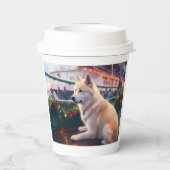 Akita Christmas Cruise: Pawsome Holiday Delight Pappbecher (Rückseite)