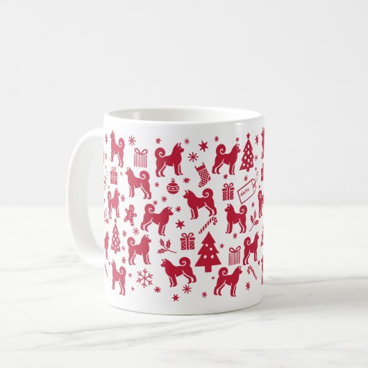 Akita Christmas Design Kaffeetasse (Vorderseite Links)
