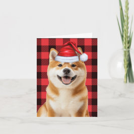 Akita Christmas Dog Red Buffalo Plaid Christmas Feiertagskarte