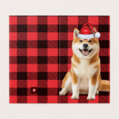 Akita Christmas Dog with Holiday Red Buffalo Plaid (Außenseite Aufgefaltet)