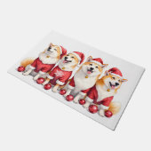 Akita Christmas Dress Santa Hat Fußmatte (Schrägansicht)
