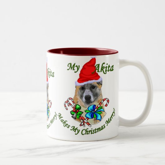 Akita Christmas Geschenke Zweifarbige Tasse (Rechts)