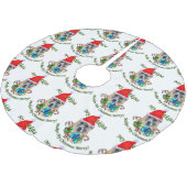 Akita Christmas Merry Polyester Weihnachtsbaumdecke (Schrägansicht)