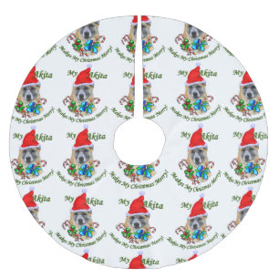 Akita Christmas Merry Polyester Weihnachtsbaumdecke