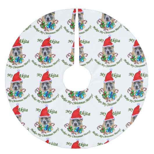 Akita Christmas Merry Polyester Weihnachtsbaumdecke (Vorderseite)
