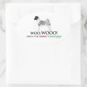 Akita Christmas Oval Sticker (Tasche)