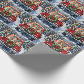 Akita Christmas Red Truck Holiday Geschenkpapier (Ecke)