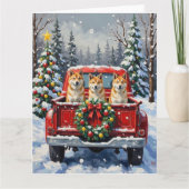Akita Christmas Red Truck Holiday Karte (Vorderseite)