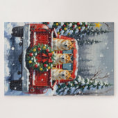 Akita Christmas Red Truck Holiday Puzzle (Horizontal)