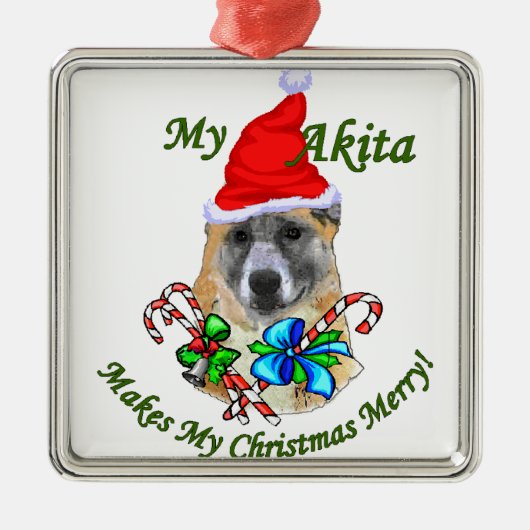 Akita Christmas Silbernes Ornament (Vorne)