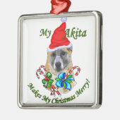 Akita Christmas Silbernes Ornament (Links)