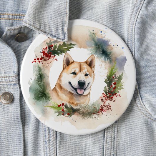 Akita Christmas Wreath Festivals Button (Beispiel)