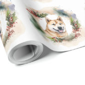 Akita Christmas Wreath Festivals Geschenkpapier (Rolleneckpunkt)