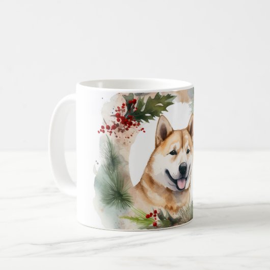 Akita Christmas Wreath Festivals Kaffeetasse (Vorderseite Links)