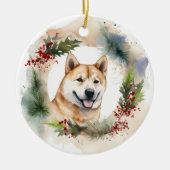 Akita Christmas Wreath Festivals Keramik Ornament (Vorne)