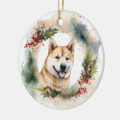 Akita Christmas Wreath Festivals Keramik Ornament (Links)