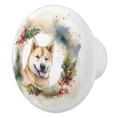 Akita Christmas Wreath Festivals Keramikknauf (Rechts)