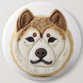 Akita Dog 3D Inspiriert Button (Vorderseite)