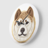 Akita Dog 3D Inspiriert Große Wanduhr (Winkel)