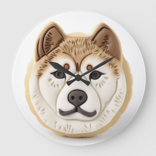 Akita Dog 3D Inspiriert Große Wanduhr (Vorderseite)