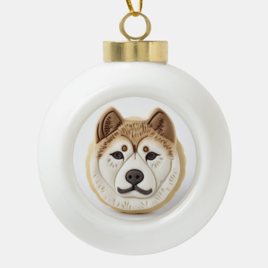 Akita Dog 3D Inspiriert Keramik Kugel-Ornament (Vorderseite)