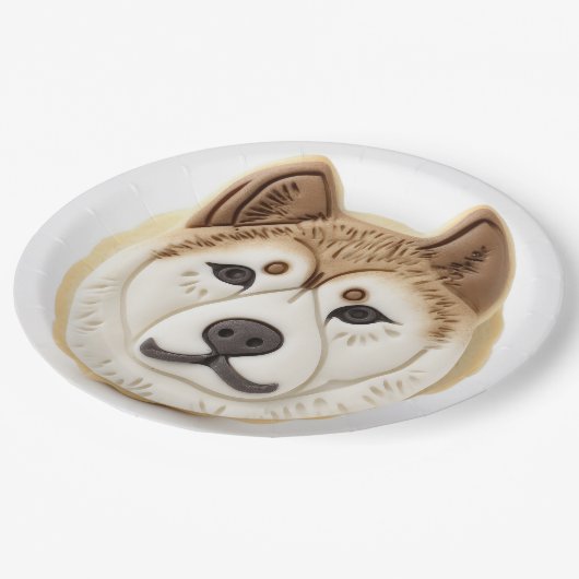 Akita Dog 3D Inspiriert Pappteller (Schrägansicht)