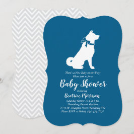 Akita Dog Baby Shower Boy Blue Einladung