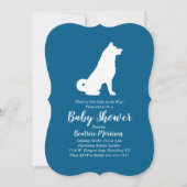 Akita Dog Baby Shower Boy Blue Einladung (Vorderseite)