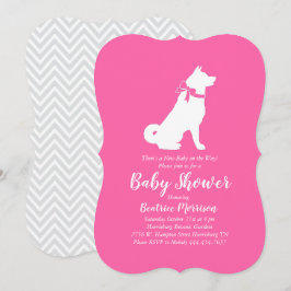 Akita Dog Baby Shower Girl Pink Einladung