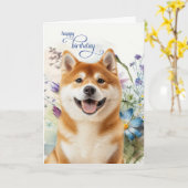 Akita Dog Birthday Wishes Wildflower Garden Karte (Gelbe Blume)