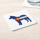 Akita Dog Breed Silhouette Colorado Flag Rechteckiger Pappuntersetzer (angewinkelt)