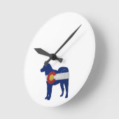 Akita Dog Breed Silhouette Colorado Flag Runde Wanduhr (Winkel)