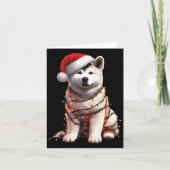 Akita Dog Christmas Lights Santa Hat Dog Lover Pre Karte (Vorderseite)